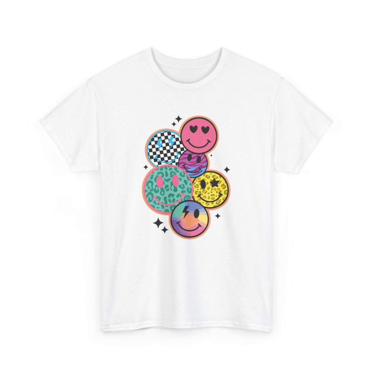 Tee-shirt Unisexe Smiley Graphique Multicolore T-shirt Pop Art Positif – Motifs Amusants Style Urbain S à 3XL