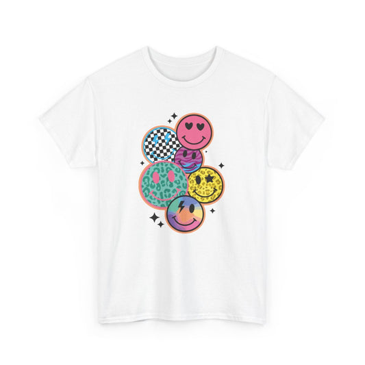 Tee-shirt Unisexe Smiley Graphique Multicolore T-shirt Pop Art Positif – Motifs Amusants Style Urbain S à 3XL