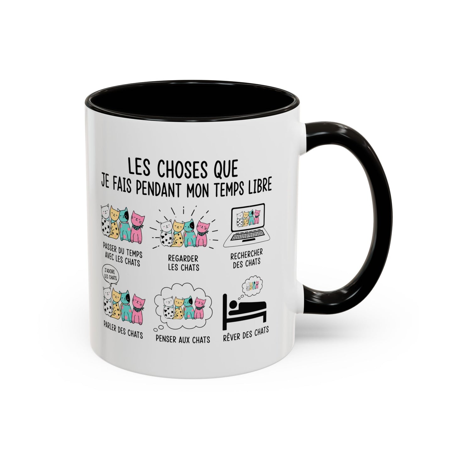 Tasse Humour Chat Homme et Femme – Les Choses Que Je Fais Pendant Mon Temps Libre – Mug Amoureux des Chats – Cadeau Original – Céramique 325 ml