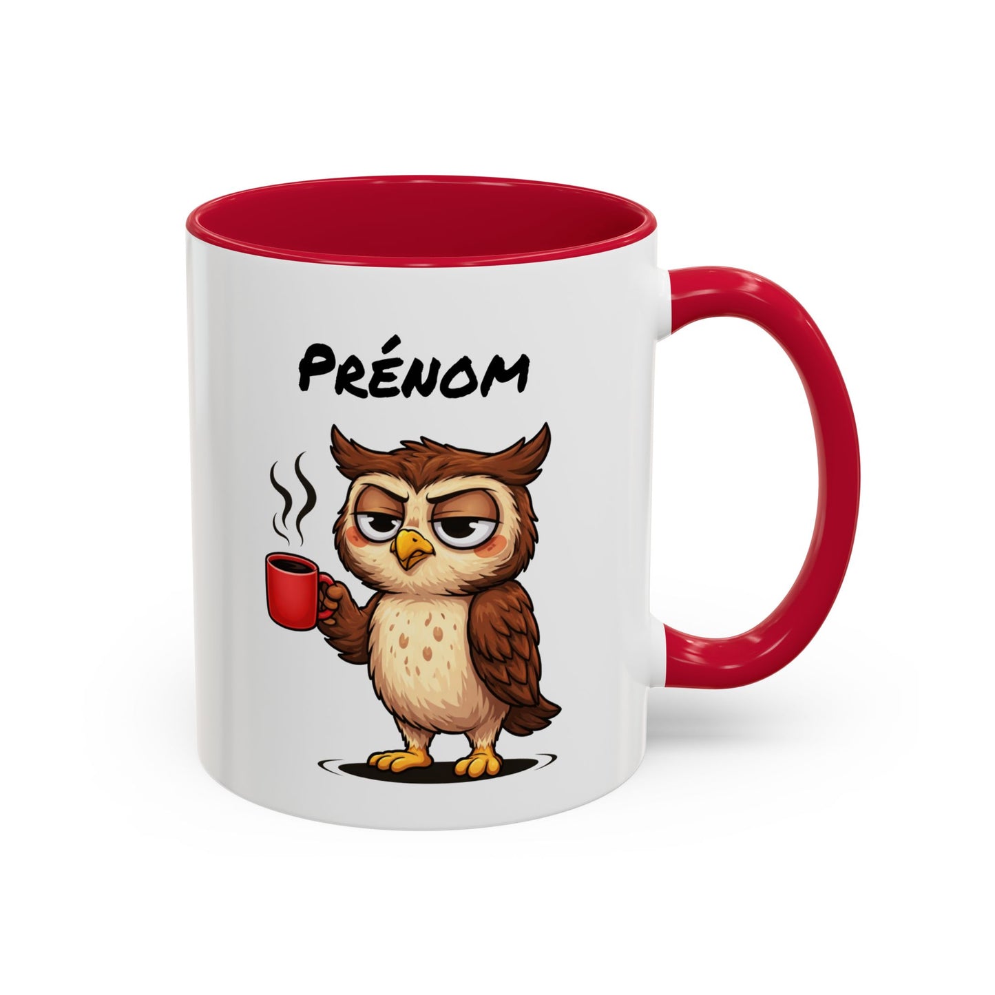 Mug Hibou Fatigué Personnalisable 325ml – Tasse Café Humour Animal Drôle Réveil Difficile Travail Bureau