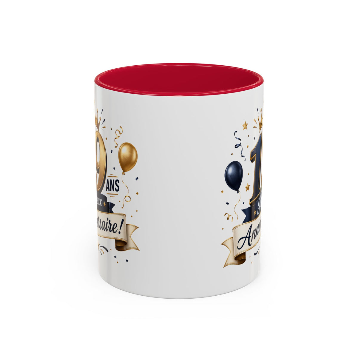 Mug Joyeux 19 Ans – Tasse Anniversaire 19 Ans – Cadeau Original pour Femme Homme – Idée Cadeau 19e Anniversaire Noir Bleu Rouge
