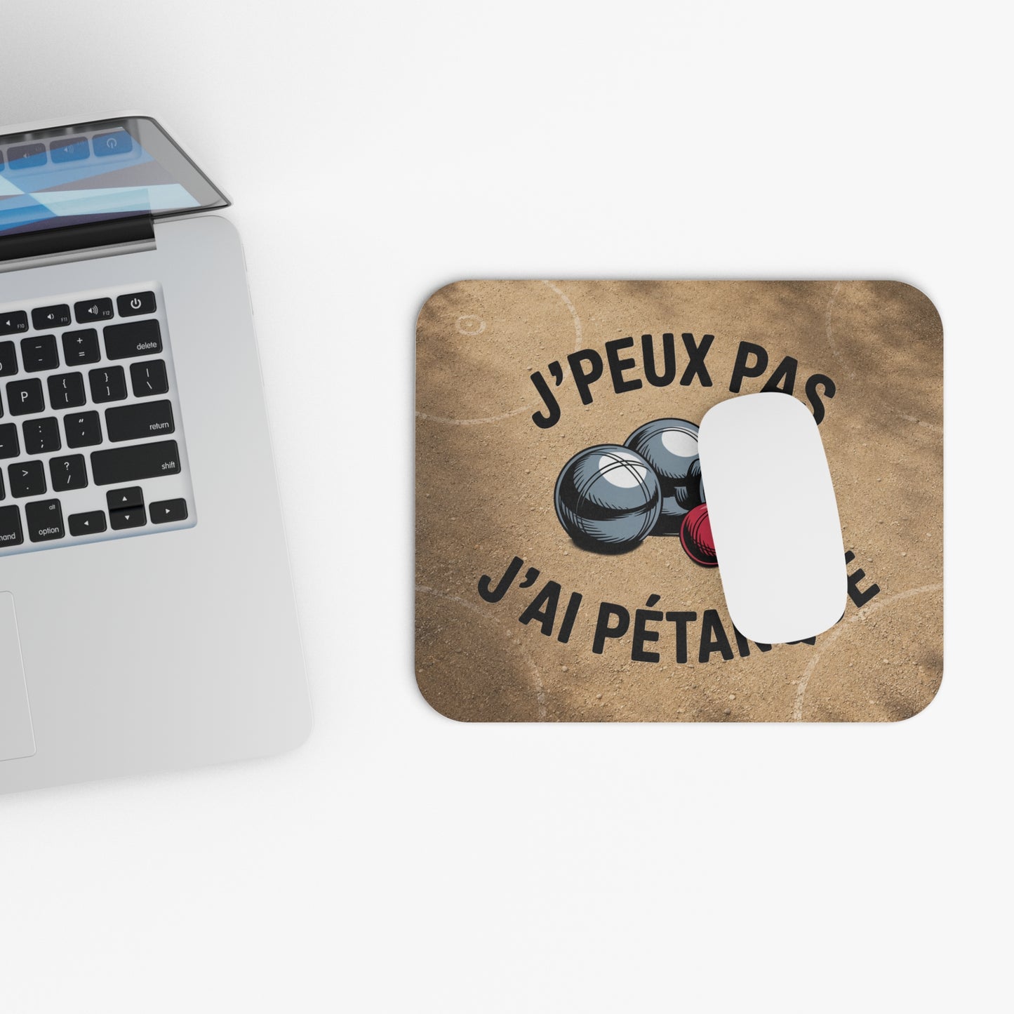 Tapis de Souris 22x18cm J'Peux Pas J'ai Pétanque Humour Cadeau Joueur de Boules Homme et Femme Accessoire Bureau Gaming
