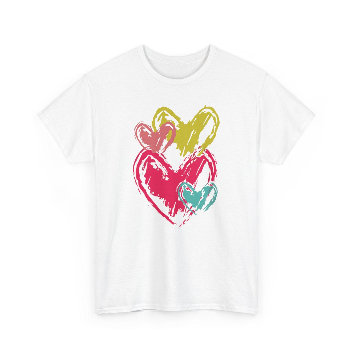 Tee-shirt Unisexe Cœurs Graphiques Colorés  T-shirt Amour Artistique Street Pop Illustration Émotionnelle S à 3XL