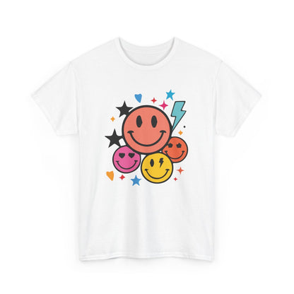 Tee-shirt Unisexe Smileys Multicolores Positifs T-shirt Pop Art Fun et Coloré Design Vibes Heureuses S à 3XL