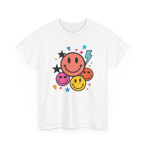 Tee-shirt Unisexe Smileys Multicolores Positifs T-shirt Pop Art Fun et Coloré Design Vibes Heureuses S à 3XL