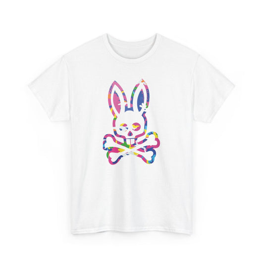 Tee-shirt Unisexe Lapin Crâne Multicolore – T-shirt Camouflage Pop Graphique – Streetwear Alternatif S à 3XL