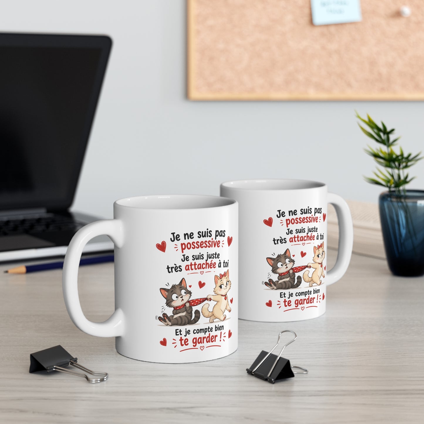 Tasse Je Ne Suis Pas Possessive – Mug Chats Couple Humour Amour – Cadeau Romantique 325ml