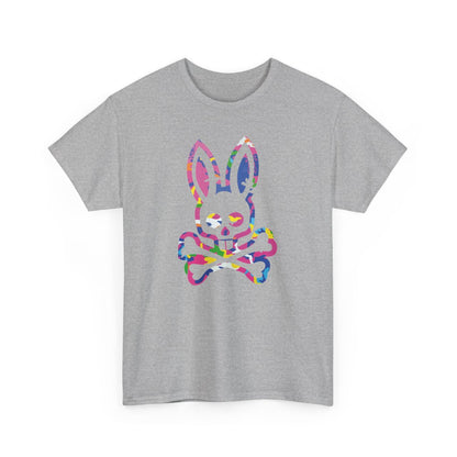 Tee-shirt Unisexe Lapin Crâne Multicolore – T-shirt Camouflage Pop Graphique – Streetwear Alternatif S à 3XL