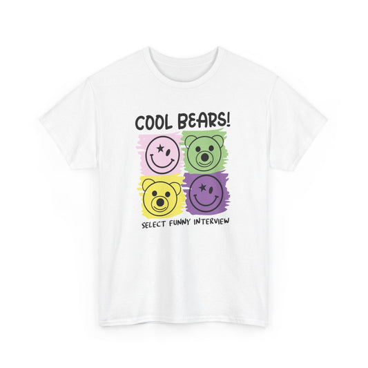 Tee-shirt Unisexe Cool Bears Graphique – T-shirt Pop Art Smiley Ours Coloré – Look Amusant Rétro S à 3XL