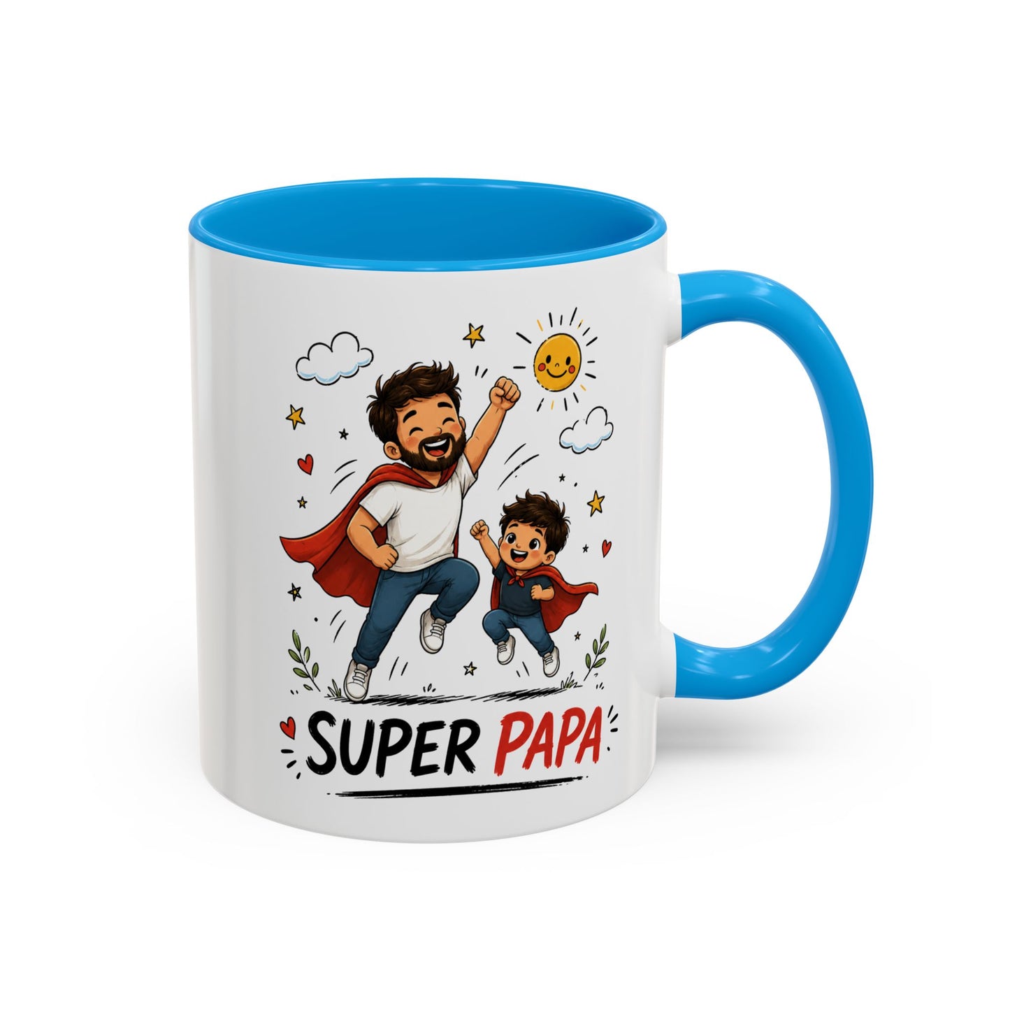 Tasse Super Papa Héros – Mug Père Fils Super Héros – Cadeau Papa Fête Des Pères Anniversaire 325ml