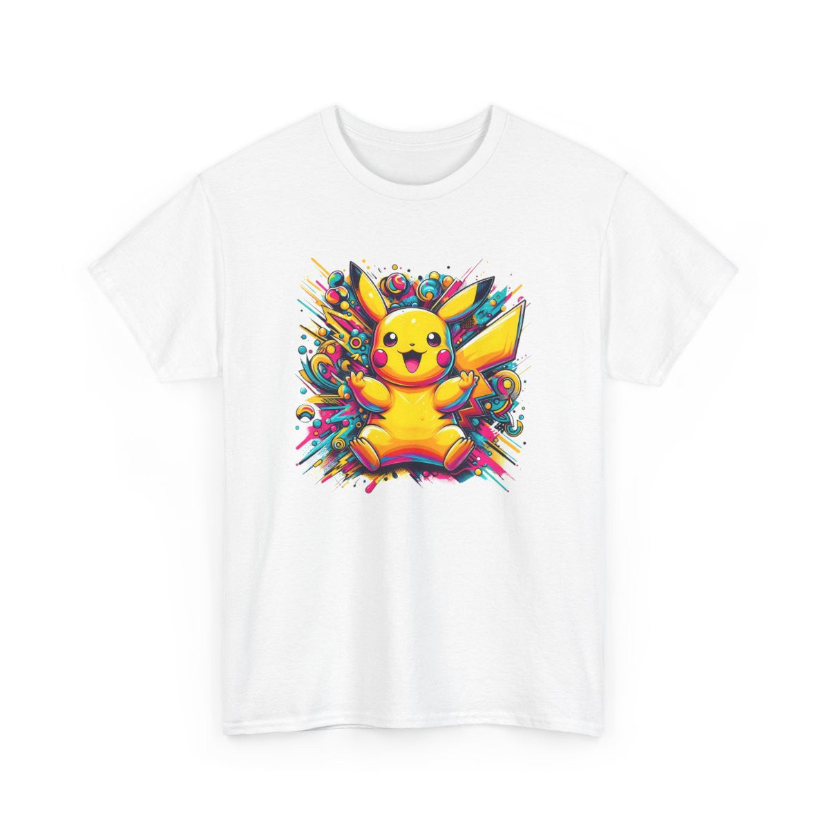 T-shirt Style Graffiti Pop Art Créature Jaune Électrique – Tee-shirt Geek Manga Unisexe Blanc, Noir, Gris