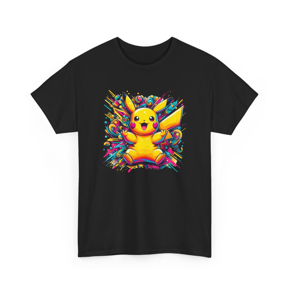 T-shirt Style Graffiti Pop Art Créature Jaune Électrique – Tee-shirt Geek Manga Unisexe Blanc, Noir, Gris