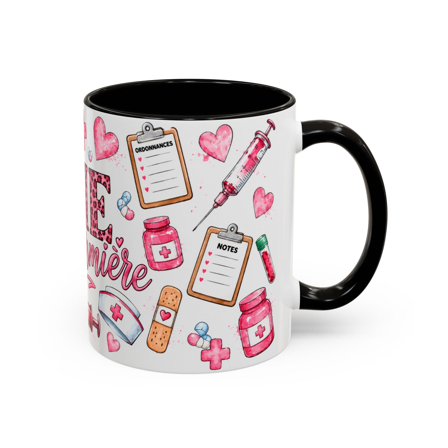 Tasse Vie d’Infirmière – Mug Infirmière Rose et Léopard – Cadeau Personnel Soignant Femme 325ml