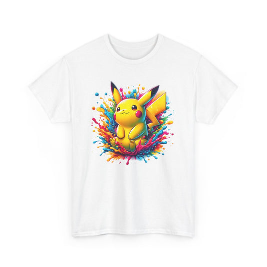 T-shirt Créature Jaune Style Splash Art – Tee-shirt Manga Coloré Électrique Unisexe pour Fans d’Anime – Blanc, Gris, Noir