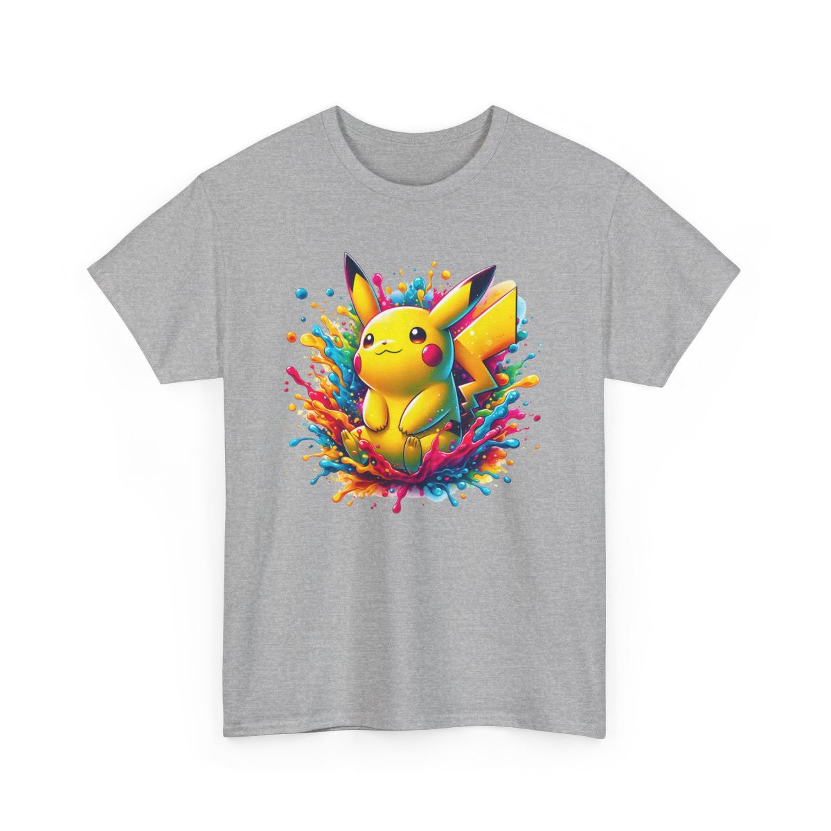 T-shirt Créature Jaune Style Splash Art – Tee-shirt Manga Coloré Électrique Unisexe pour Fans d’Anime – Blanc, Gris, Noir