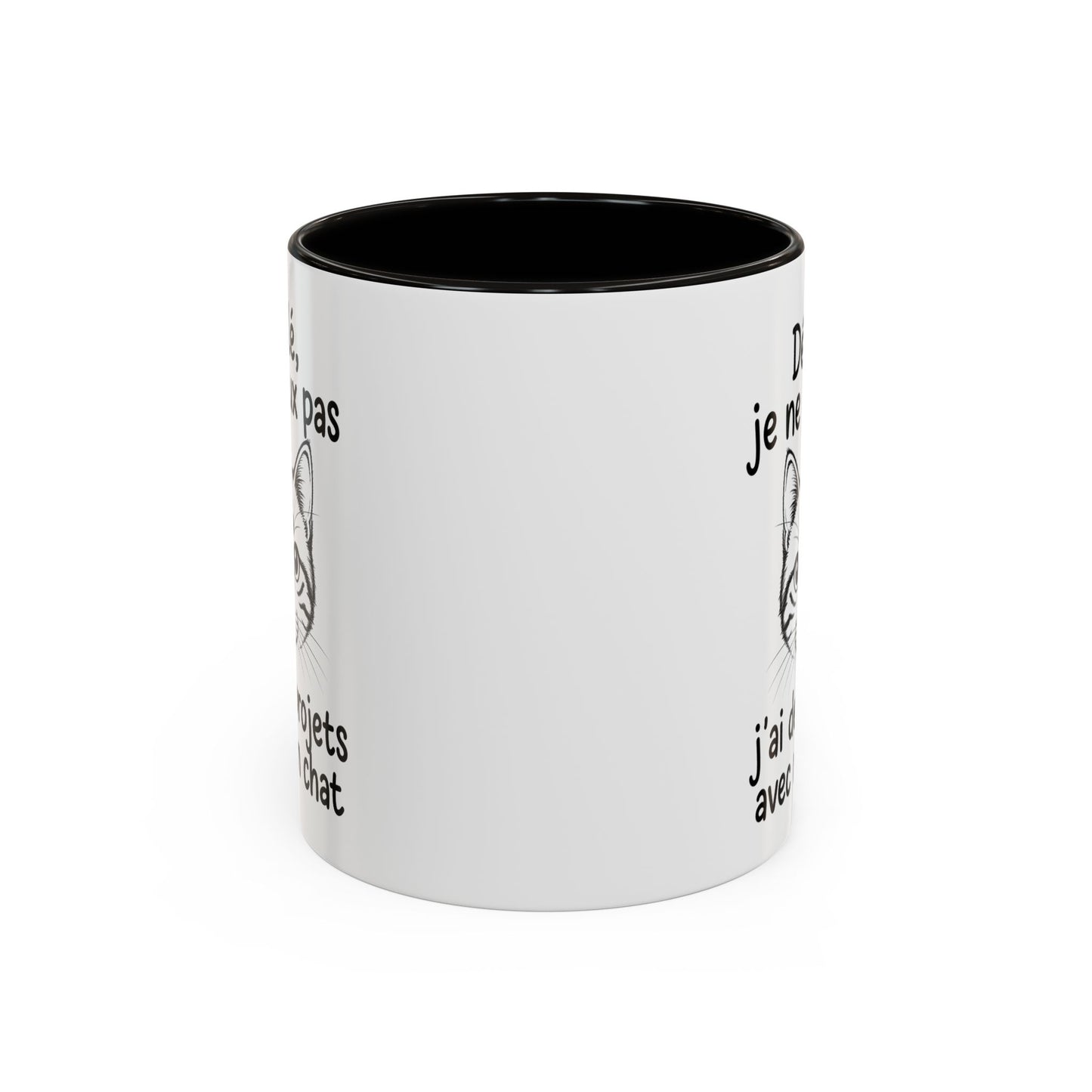 Tasse Chat Homme et Femme – Désolé je ne peux pas j'ai des Projets avec mon Chat – Mug Humour  – Cadeau Original pour Amoureux des Chats – 325 ml