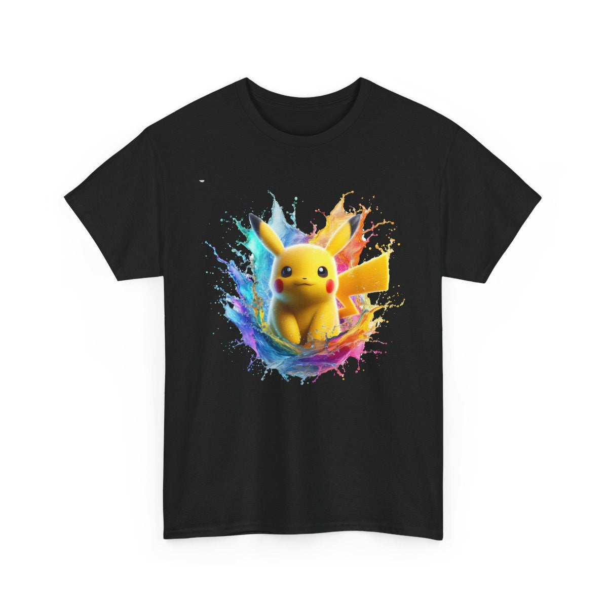 T-shirt Style Manga Créature Jaune – Splash Color Arc-en-ciel  Unisexe Geek Cartoon Blanc, Gris, Noir