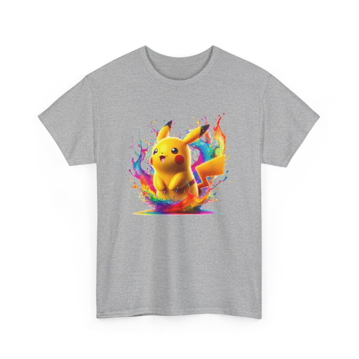 T-shirt Graphique Créature Jaune Style Manga  Explosion Couleurs Splash  Unisexe Kawaii Geek