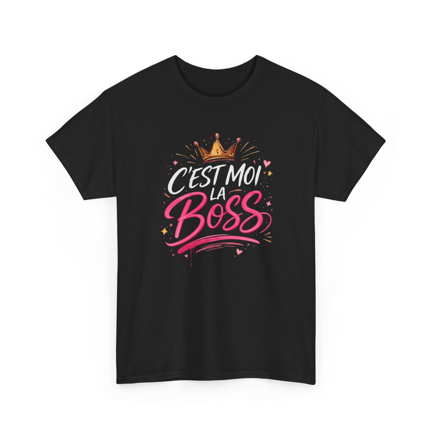 T-Shirt Femme "C’est Moi la Boss" – Design Couronne Rose – Tee-Shirt Humoristique Confiance Girl Power