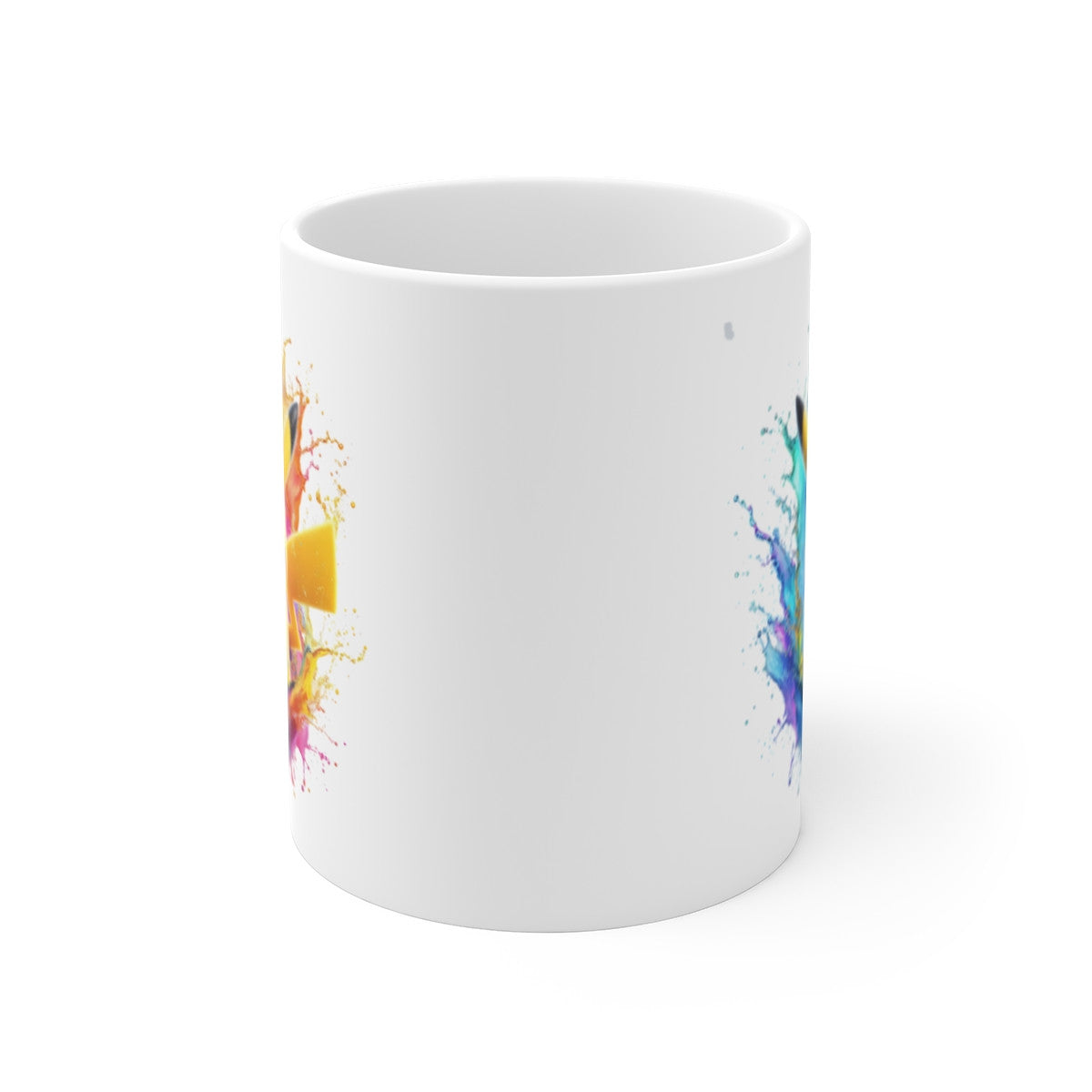 Tasse Pikachu  – Mug Éclaboussures Colorées Style Pop – Cadeau Fun Céramique 325ml