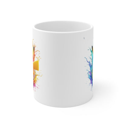 Tasse Pikachu  – Mug Éclaboussures Colorées Style Pop – Cadeau Fun Céramique 325ml