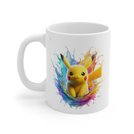 Tasse Pikachu  – Mug Éclaboussures Colorées Style Pop – Cadeau Fun Céramique 325ml