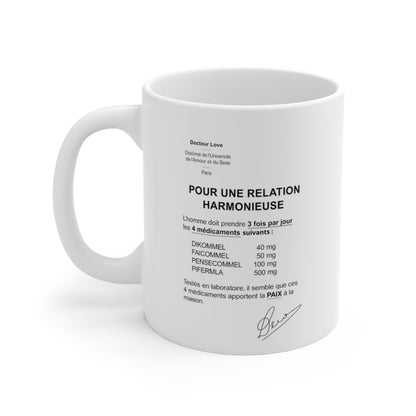 Tasse Humour Couple  Mug  Docteur Love Ordonnance Cadeau Drôle Relation de Couple Céramique 325ml