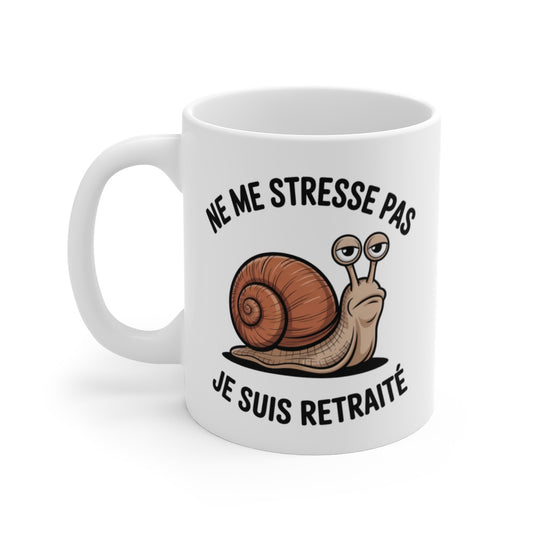 Tasse Retraité Drôle  Mug Escargot Ne Me Stresse Pas Je Suis Retraité Cadeau Humour Céramique 325ml