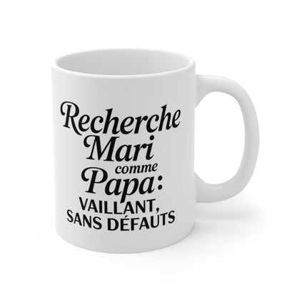 Tasse Fille de Papa – Mug “Recherche Mari Comme Papa” – Cadeau Humour Famille Céramique 325ml