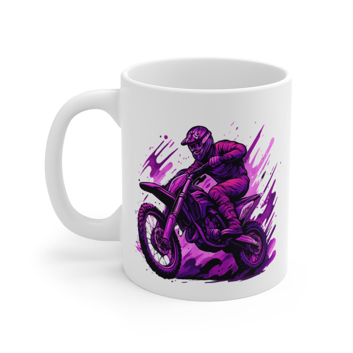 Tasse Motocross Rider Violet  Mug Pilote Moto Cross Freestyle  Cadeau Sport Extrême Céramique 325ml