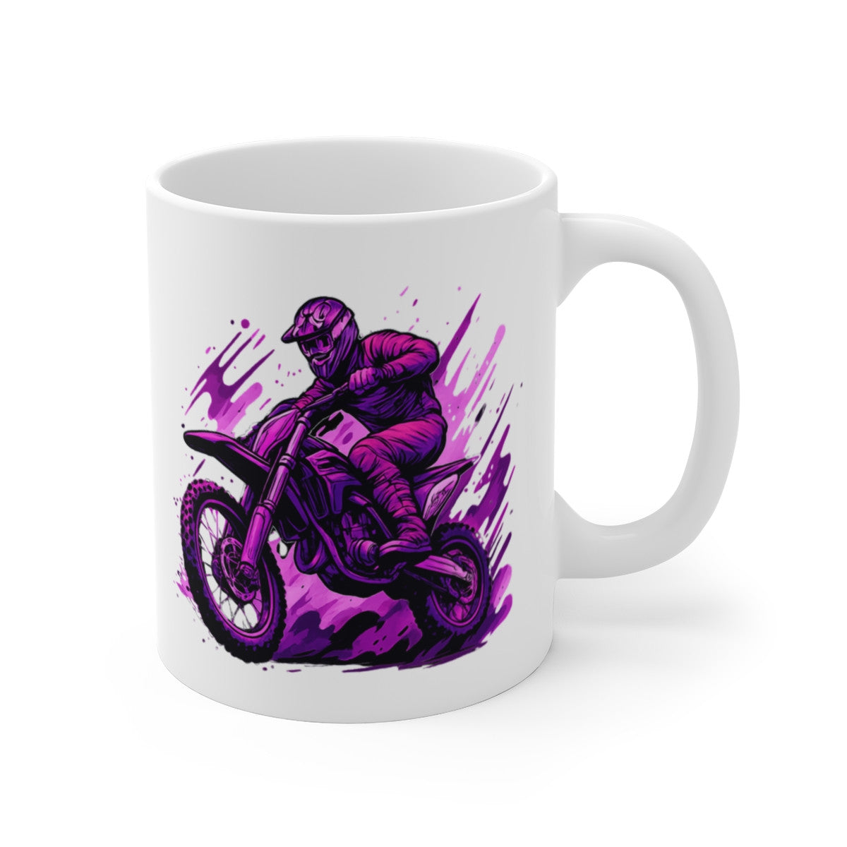 Tasse Motocross Rider Violet  Mug Pilote Moto Cross Freestyle  Cadeau Sport Extrême Céramique 325ml