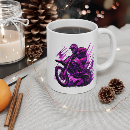 Tasse Motocross Rider Violet  Mug Pilote Moto Cross Freestyle  Cadeau Sport Extrême Céramique 325ml