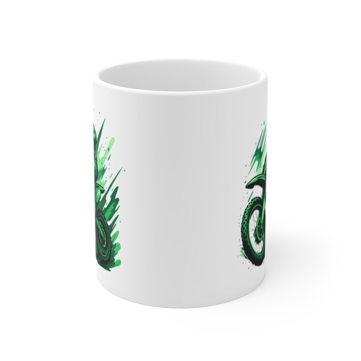 Tasse Motocross Rider Verte  Mug Moto Tout-Terrain Cross Cadeau Sport Extrême Céramique 325ml