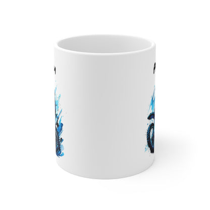Tasse Motocross Personnalisable Mug Pilote Moto Bleu avec Prénom  Cadeau Rider Tout-Terrain Céramique 325ml