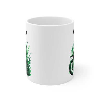 Tasse Motocross Personnalisable Mug Moto Cross Vert avec Prénom Cadeau Sport Extrême Céramique 325ml