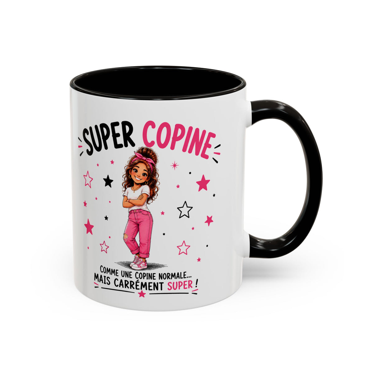 Mug Super Copine – Tasse Humoristique pour Amie – Idée Cadeau Originale pour une Super Copine – Anniversaire Noël Amitié noir bleu rouge