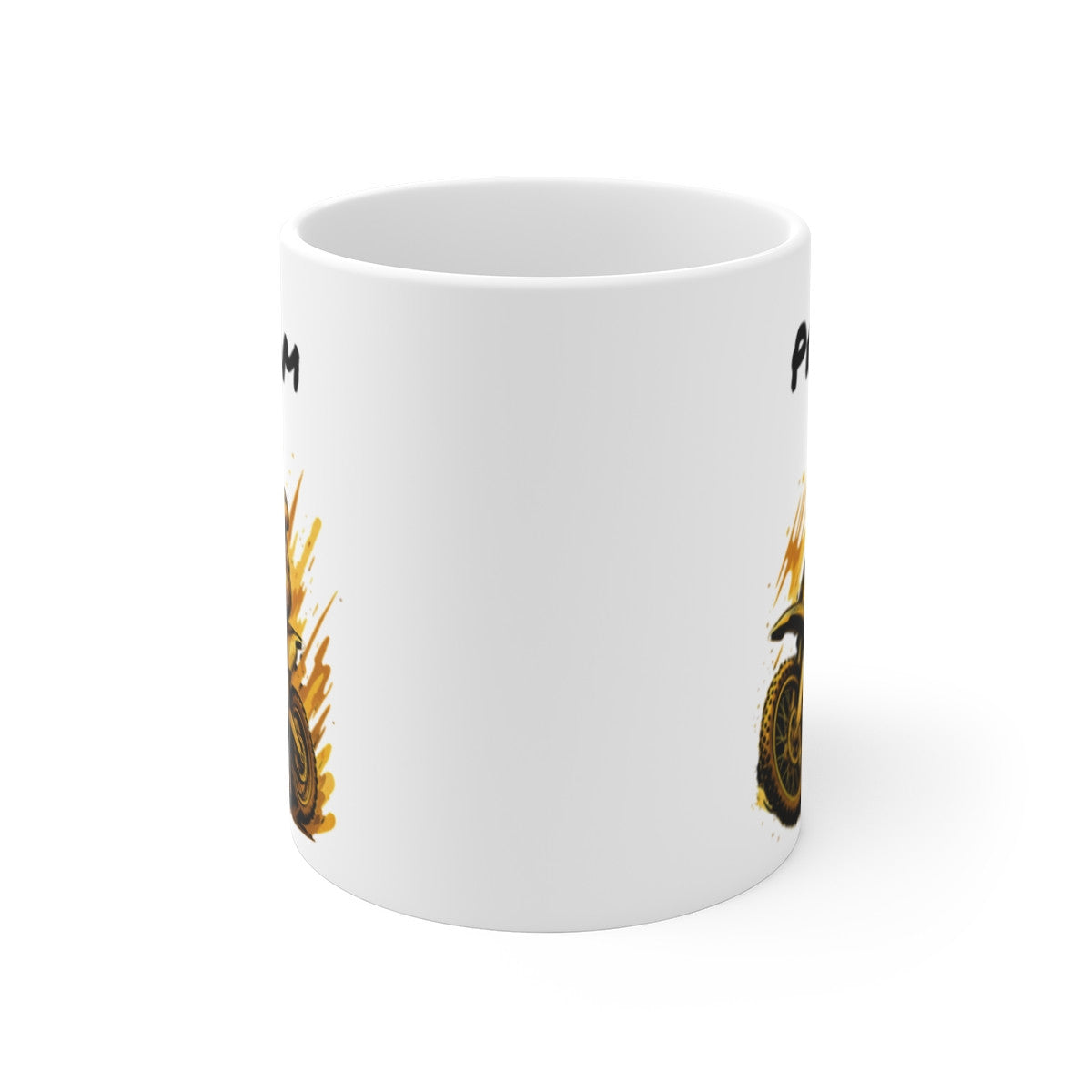 Tasse Motocross Personnalisable Mug Moto Jaune avec Prénom Cadeau Sport Extrême Céramique 325ml