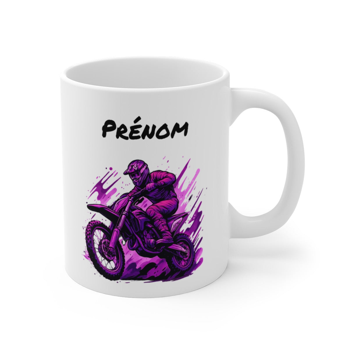 Tasse Motocross Personnalisable  Mug Moto Cross Violet avec Prénom  Cadeau Rider Freestyle Céramique 325ml