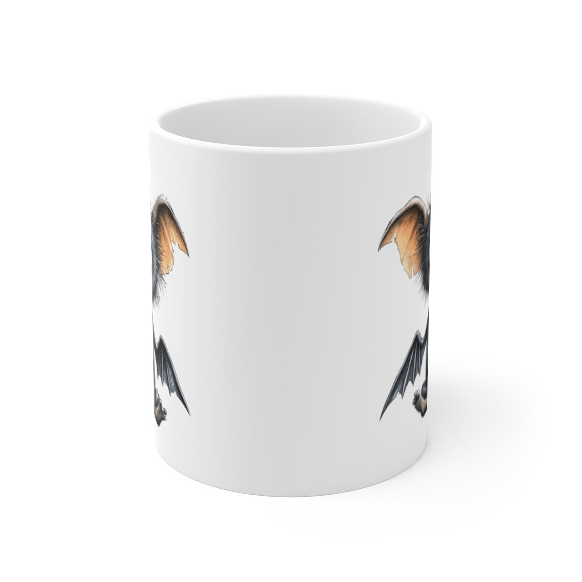 Design Mug Café Drôle – Créature Poilue Fatiguée avec Tasse – Illustration Mignonne Kawaii Gothique