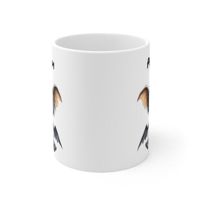 Tasse Personnalisable Chauve-Souris Fatiguée – Mug Créature Kawaii avec Café et Prénom – Cadeau Mignon Céramique 325ml