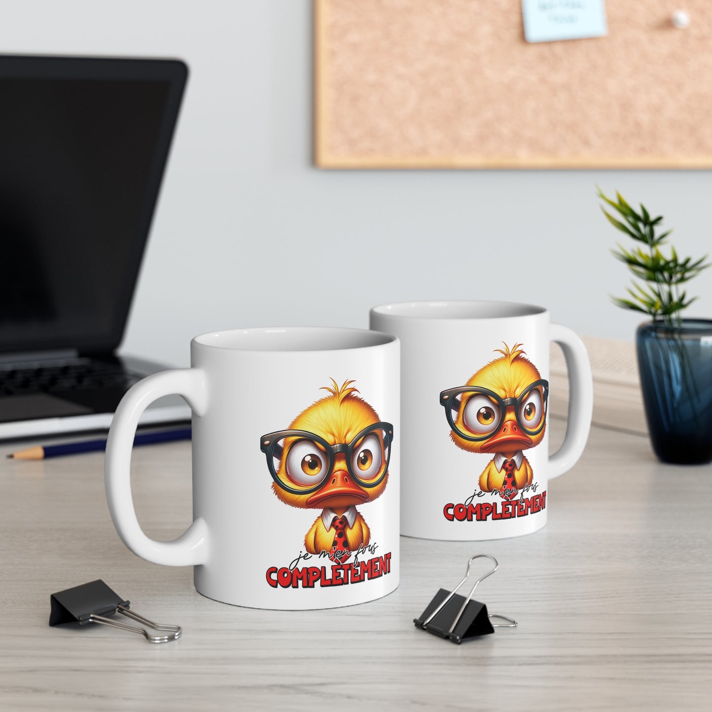 Tasse Je M’En Fous Complètement – Mug Canard Humour Drôle – Cadeau Homme Femme 325ml
