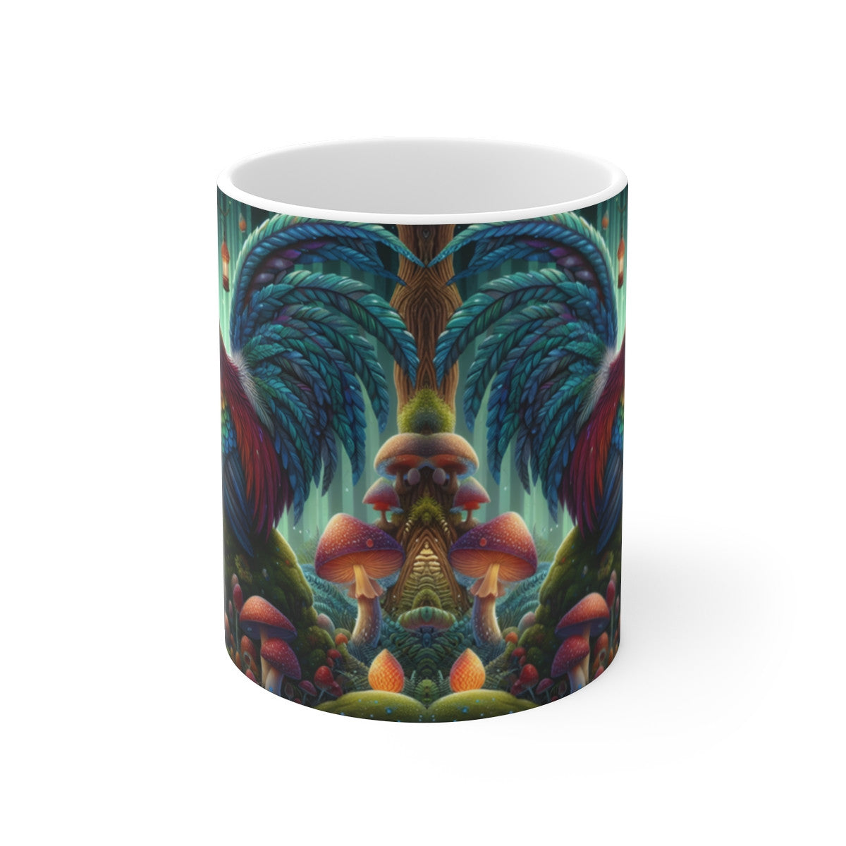 Tasse Coq Féerique Couleurs Arc-en-ciel – Mug Forêt Magique Fantaisie – Cadeau Original 325ml