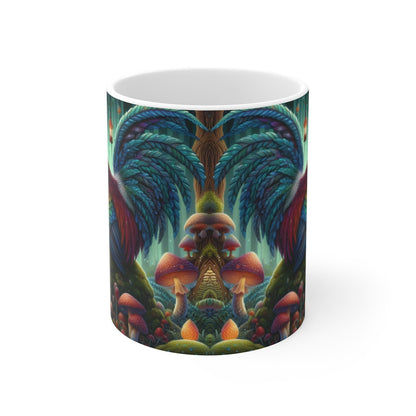 Tasse Coq Féerique Couleurs Arc-en-ciel – Mug Forêt Magique Fantaisie – Cadeau Original 325ml