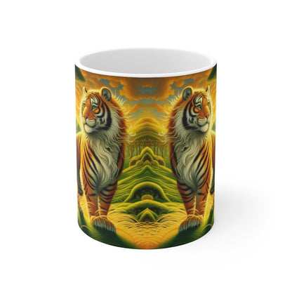 Tasse Tigre Sauvage Fantaisie – Mug Animal Jungle Dorée – Cadeau Félin Puissant et Ensoleillé 325ml