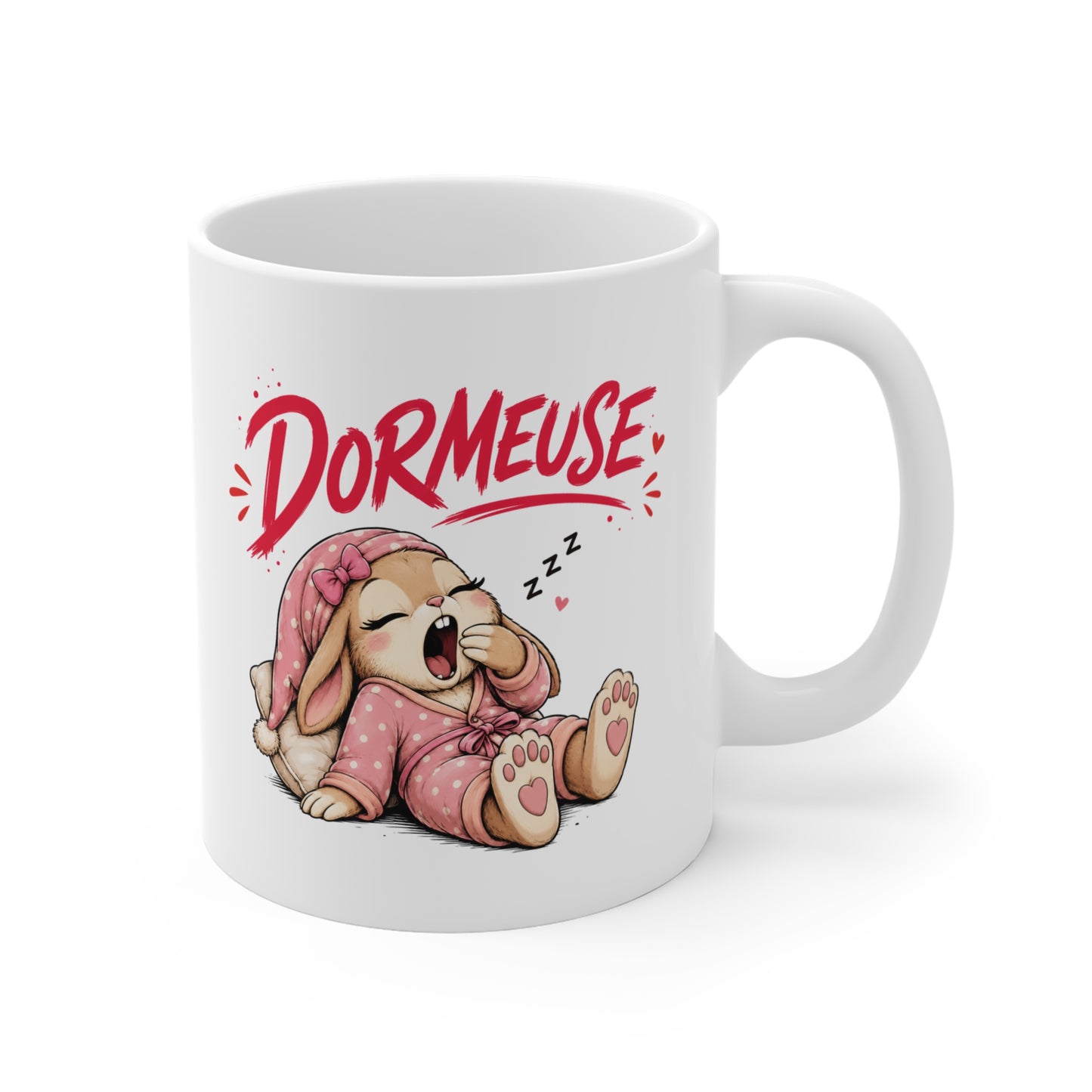 Tasse Dormeuse – Mug Femme Lapin Endormi Kawaii – Cadeau Humour Femme 325ml