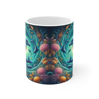 Tasse Dauphins Vortex Océan – Mug Univers Marin Fantastique – Illustration Poétique 325ml