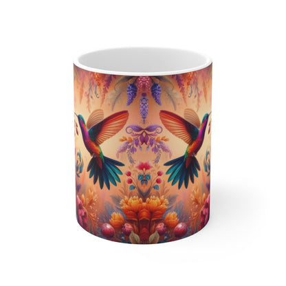 Tasse Colibris & Fleurs Tropicales – Mug Panoramique Coloré – Cadeau Nature Bohème Céramique 325ml