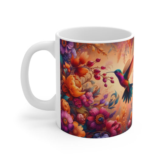 Tasse Colibris & Fleurs Tropicales – Mug Panoramique Coloré – Cadeau Nature Bohème Céramique 325ml