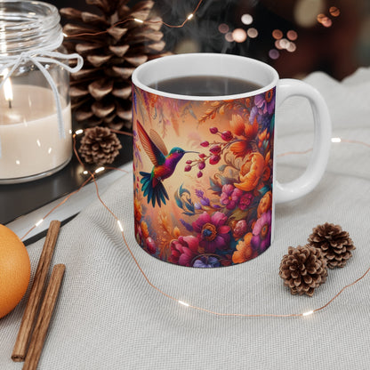 Tasse Colibris & Fleurs Tropicales – Mug Panoramique Coloré – Cadeau Nature Bohème Céramique 325ml