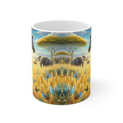 Tasse Zèbre & Éléphant Savane – Mug Safari Panoramique – Cadeau Nature Africaine Céramique 325ml